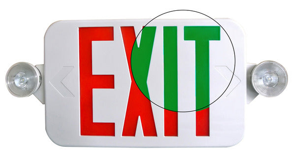 Low Profile All LED Exit & Emergency | Thermoplastic Combo Sign | Red/Green Selectable