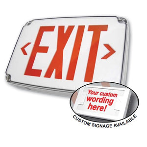 Compact Wet Location Polycarbonate Exit Sign, Single/Double Face, Red/Green Letters