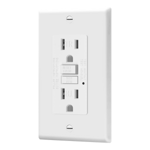 15 Amp GFCI Tamper-Resistant Outlet, Self Testing, Self Grounding with LED Indicator - White