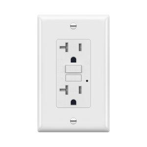 20 Amp GFCI Tamper/Weather-Resistant Outlet, Self Testing, Self Grounding with LED Indicator - White